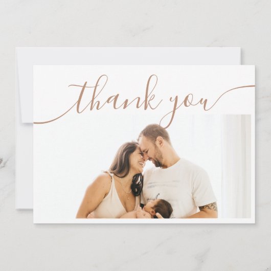 Carte De Remerciements Elegant Stylish Calligraphy 4 Photo Baby Shower (Dos)