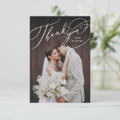 Carte De Remerciements Elegant Swirl Script Simple Photo Thank You (Debout devant)