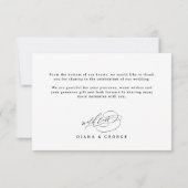 Carte De Remerciements Elegant Swirl Script Simple Wedding (Dos)