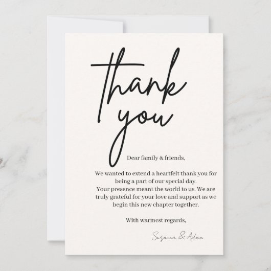 Carte De Remerciements elegant thank you card (Devant)