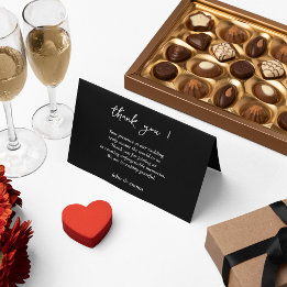 Carte De Remerciements Elégant thème Mariage noir et blanc