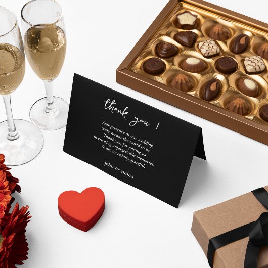 Carte De Remerciements Elégant thème Mariage noir et blanc