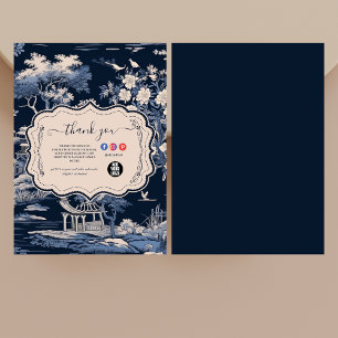 Carte De Remerciements Elégant Toile Bleue De Jouy