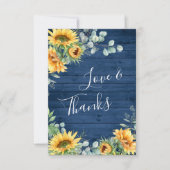 Carte De Remerciements Elégant tournesol Eucalyptus Bleu Bois Rustique (Devant)
