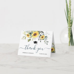Carte De Remerciements Élégant tournesol Eucalyptus Foliage Graduation