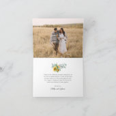 Carte De Remerciements Elégant Tournesol Eucalyptus Mariage Photo (Intérieur)