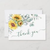 Carte De Remerciements Elégant tournesol Eucalyptus Rustique Mariage (Devant)