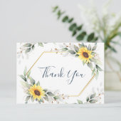 Carte De Remerciements Élégant tournesol vert Floral (Debout devant)