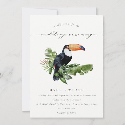 Carte De Remerciements Elégant Tropical Rainforest Toucan Mariage Invitat (Devant)