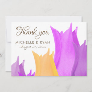 Carte De Remerciements Élégant Tulipe Fleur Rose Jaune Mariage Floral