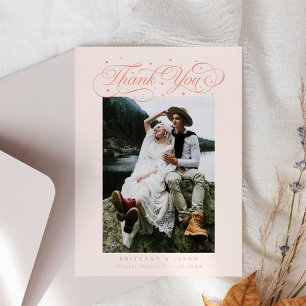 Carte De Remerciements Élégant typographie de script pointes Mariage Peac