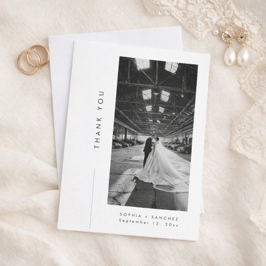 Carte De Remerciements Elegant Typography Formal Wedding Photo