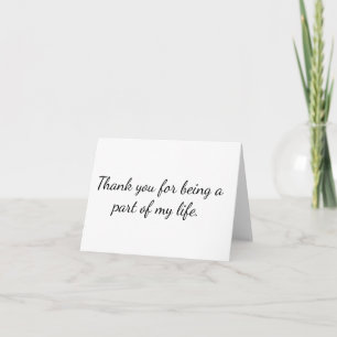 Carte De Remerciements Élégant "Une partie de ma vie" Remerciement minima