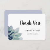Carte De Remerciements Elégant verdure Mariage de typographie succulent (Devant / Derrière)