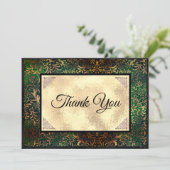 Carte De Remerciements Élégant vert floral faux or Noël (Debout devant)