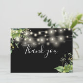 Carte De Remerciements Élégant vert Floral String Lumières (Debout devant)
