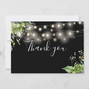 Carte De Remerciements Élégant vert Floral String Lumières