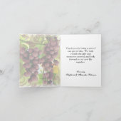 Carte De Remerciements Élégant Vignoble Mariage de raisins pourpre/vert (Intérieur)
