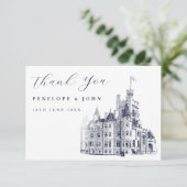 Carte De Remerciements Elegant Vintage Castle Destination Wedding (Debout devant)