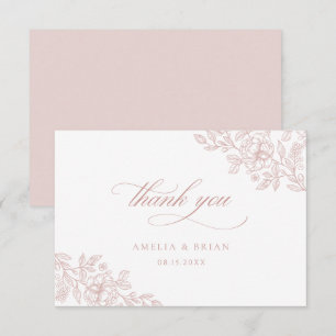 Carte De Remerciements Élégant Vintage Floral Blush Pink Script Mariage