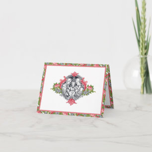 Carte De Remerciements Élégant Vintage Floral Religieux Sainte Famille