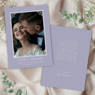 Carte De Remerciements Élégant violet Delicate frontière Mariage de conte