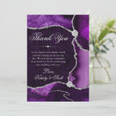 Carte De Remerciements Élégant violet et Parties scintillant argenté Mari (Debout devant)