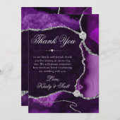 Carte De Remerciements Élégant violet et Parties scintillant argenté Mari (Devant / Derrière)
