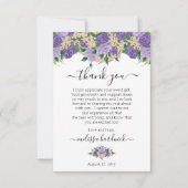 Carte De Remerciements Élégant violet floral | Lace Anniversaire (Devant)