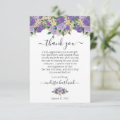 Carte De Remerciements Élégant violet floral | Lace Anniversaire (Debout devant)