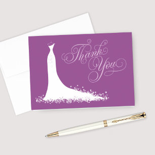 Carte De Remerciements Elegant Violet Purple Wedding Gown Bridal Shower