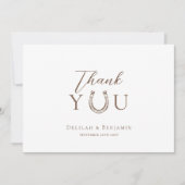 Carte De Remerciements Elegant Western Rustic Wedding Horseshoe Monogram  (Devant)