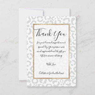 Carte De Remerciements Elegant White Gray Leopard Cheetah Animal Print