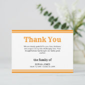 Carte De Remerciements Elegant White & Orange Lines Memorial (Debout devant)