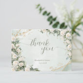 Carte De Remerciements Elegant White Roses Wedding (Debout devant)