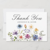 Carte De Remerciements Elegant Wildflower Spring Wedding Custom (Devant)