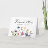 Carte De Remerciements Elegant Wildflower Spring Wedding Personalized (Devant)