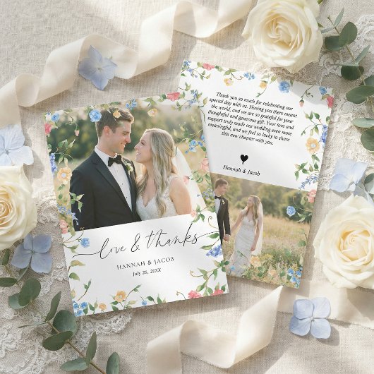Carte De Remerciements Elegant Wildflower Wedding