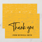 Carte De Remerciements Elegant Yellow Mathematics Formulas Graduation (Devant / Derrière)