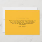 Carte De Remerciements Elegant Yellow Script Typography Math Graduation (Dos)