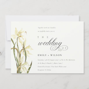 Carte De Remerciements Elégante aquarelle blanc Daffodil Mariage Invitati