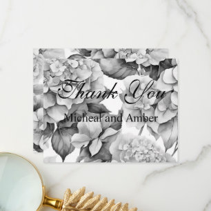 Carte De Remerciements Elégante aquarelle blanche grise noire