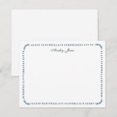 Carte De Remerciements Elégante aquarelle Bleu et blanc bordure (Devant / Derrière)