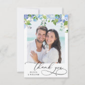 Carte De Remerciements Elégante aquarelle bleu Hydrangea 2 photo (Devant)