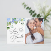 Carte De Remerciements Elégante aquarelle bleu Hydrangea 4 photo (Debout devant)