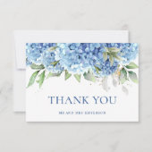 Carte De Remerciements Elégante aquarelle Bleu Hydrangée Fleurs Simple (Devant)