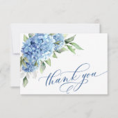 Carte De Remerciements Elégante aquarelle Bleu Hydrangée Fleurs Simple (Devant)