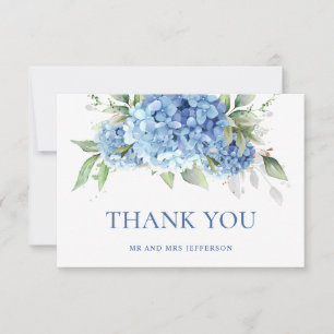 Carte De Remerciements Elégante aquarelle bleu Hydrangée Florale
