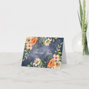 Carte De Remerciements Elégante aquarelle bleue florale