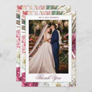 Carte De Remerciements Elégante aquarelle Boho Floral Mariage